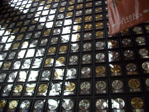Wall of records from the Country Music Hall of Fame in Nashville 
